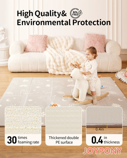Joypony Baby Play Mat 79" X 71", Extra Large Foldable Play Mats for Babies and Toddlers with Travel Bag