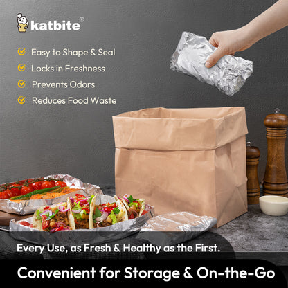 Katbite Pre-Cut Aluminum Foil Sheets, 200 Disposable Pop-Up Foil Wraps, 12 x 10.75 inches