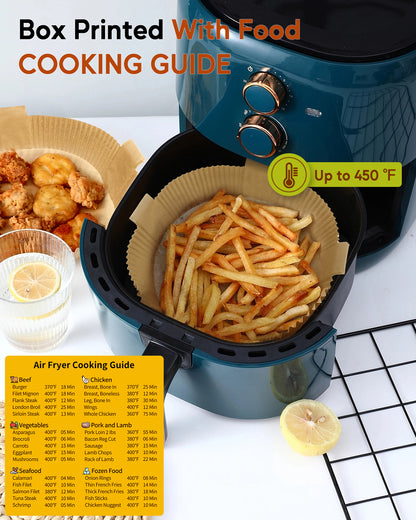 Katbite 150PCS Air fryer Dispasable Paper Liner 7.9inch Non-Stick Parchment Airfryer Liners Oil-Proof Unbleached Baking Paper