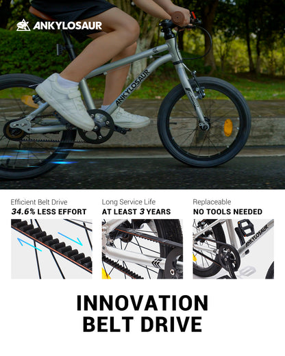 ANKLOSAUR 16" Kids Bike – Lightweight, Dual-Brake Bicycle for Ages 4-12, Black