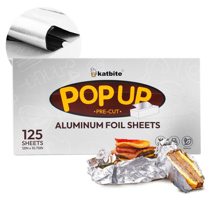 Katbite Pre-Cut Aluminum Foil Sheets, Pop Up Heavy Duty Tin Foil, 12x10.75 Inches, 125 Sheets