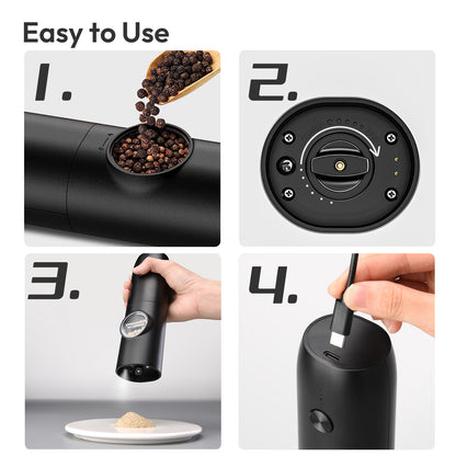 Katbite Electric Salt & Pepper Grinder, Automatic Spice Mill with Adjustable Coarseness,Black