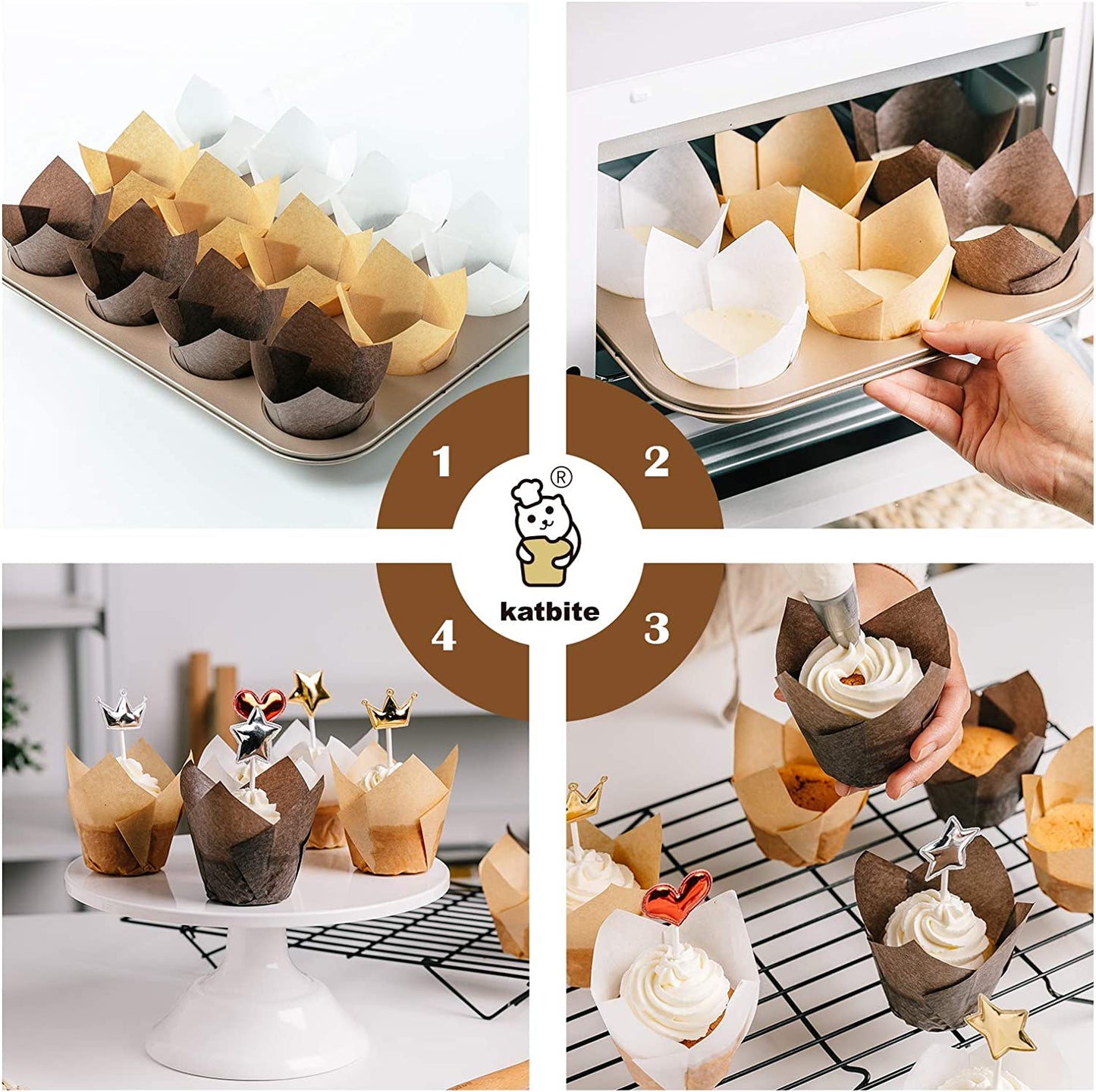 Katbite 150PCS Multi- Color Parchment Cupcake Liners Christmas Cupcake Liners Muffin Baking Liners