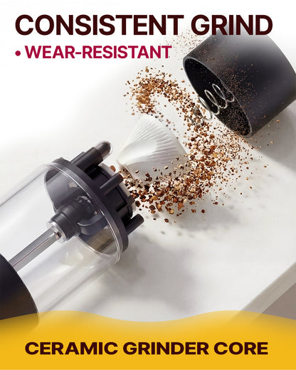 Katbite Electric Salt and Pepper Grinder Set, Battery Powered Mill, Adjustable Coarseness, LED Light