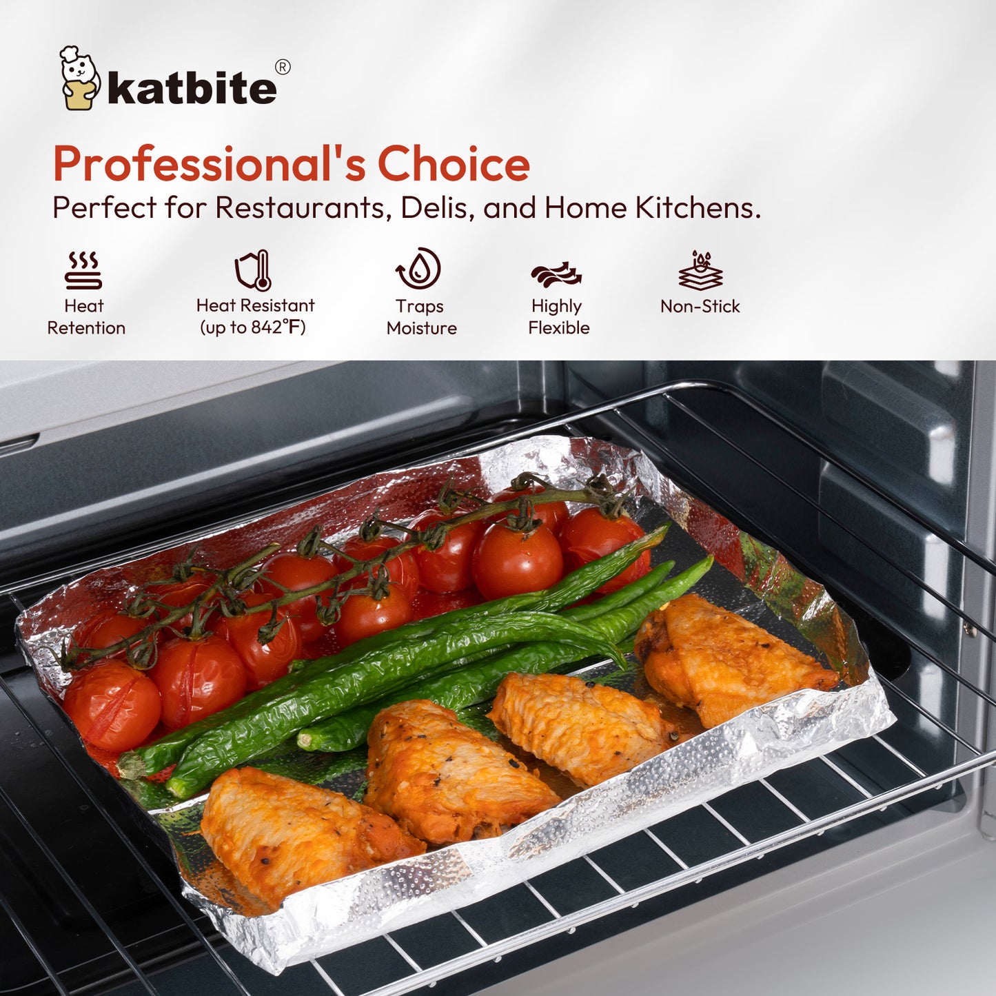 Katbite Pre-Cut Aluminum Foil Sheets, Pop Up Heavy Duty Tin Foil, 12x10.75 Inches, 125 Sheets