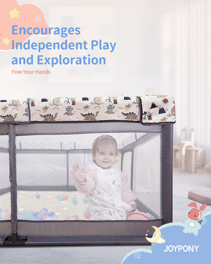 Joypony Baby Playpen with Mat, 50inch Large Play Yard Activity Center for Babies and Toddlers