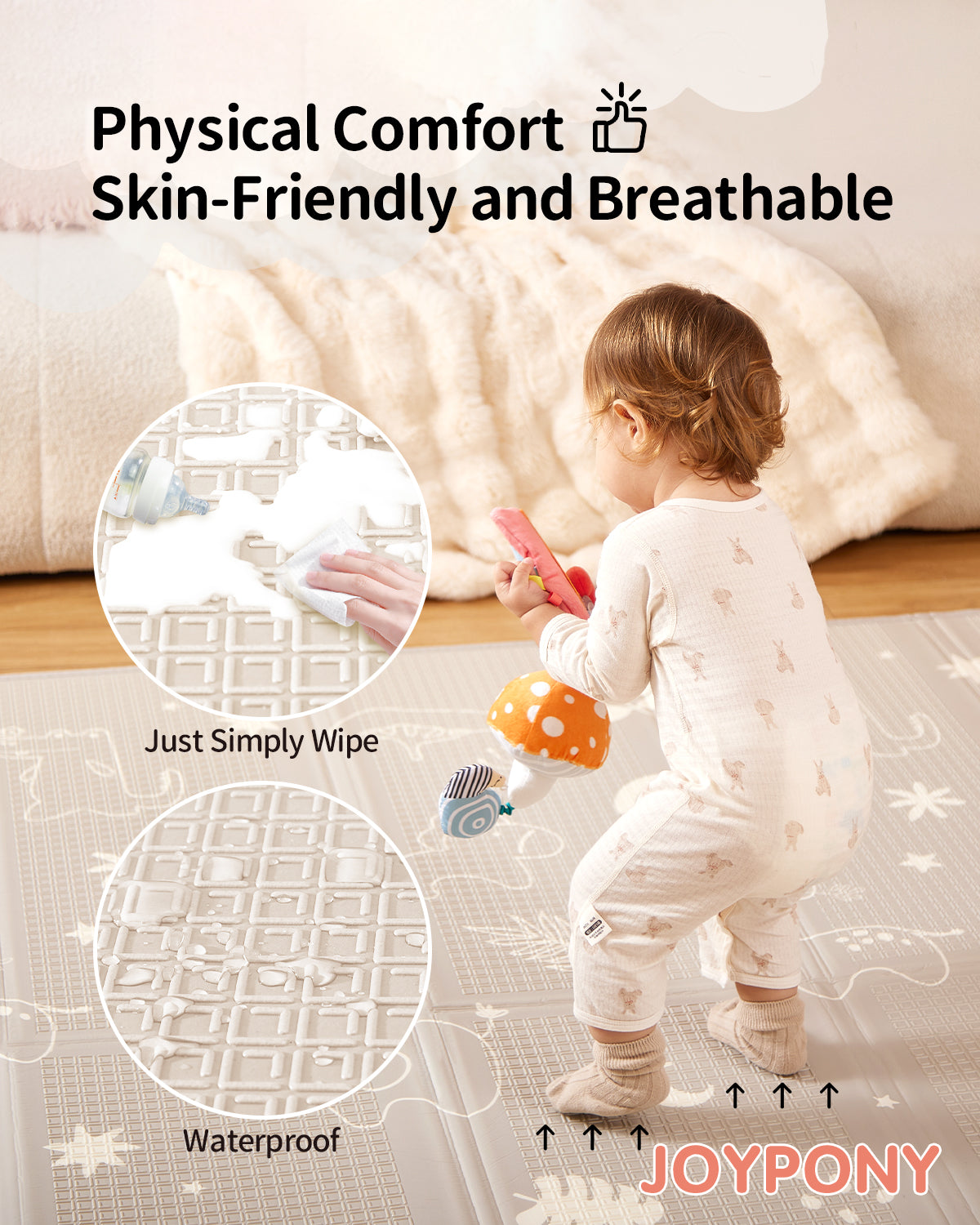 Joypony Baby Play Mat 79" X 71", Extra Large Foldable Play Mats for Babies and Toddlers with Travel Bag
