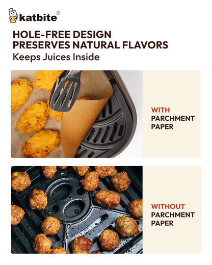Katbite Air Fryer Paper Liners 9x11 Inch, 100 Pcs Disposable Non-Stick Sheets, Oil Resistant Basket Liners for XL Air Fryer & Toaster Oven