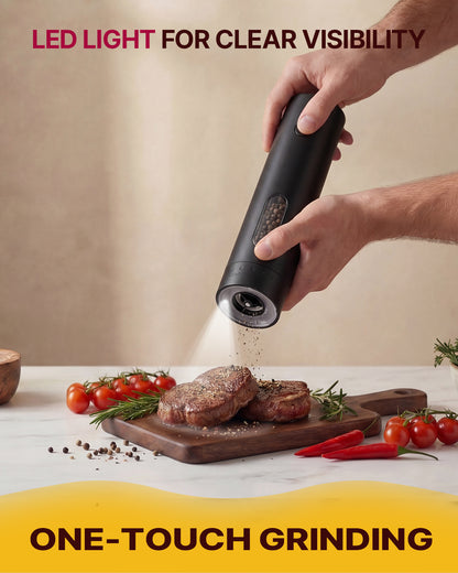 Katbite Electric Salt and Pepper Grinder Set, Usb Charging Base, Button Control, Adjustable Coarseness