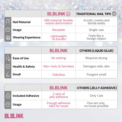 BLBLINK Cat Eye Press-On Nails, Square Shape with Silver Edge, 24PCS