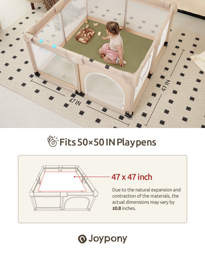 50x50 Baby Play Mat - Extra Thick Waterproof Vegan Leather, Soft and Easy-to-Clean Floor Mat for Crawling & Play