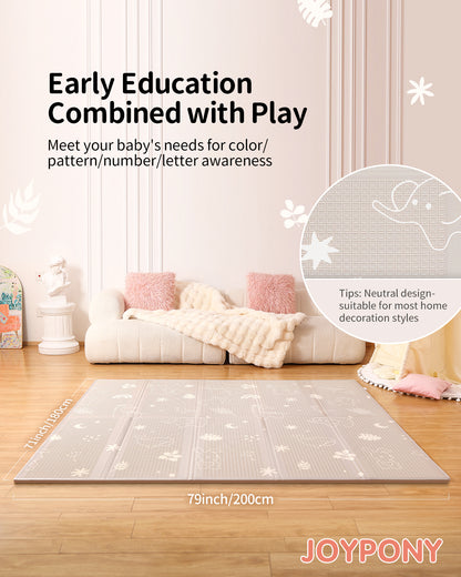 Joypony Baby Play Mat 79" X 71", Extra Large Foldable Play Mats for Babies and Toddlers with Travel Bag