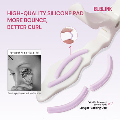 BLBLINK White Eyelash Curler – Comb Teeth Design & 2 Extra Silicone Pads for Perfect Curls in Seconds