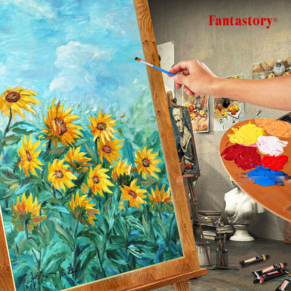 Fantastory 12ML 24 Colors Acrylic Paint Set with 3 Paint Brushes for Crafts and Painters