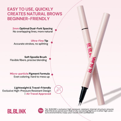 BLBLINK Dual-Ended Eyebrow Pencil, 2-Pack Black Brown, 1.5g Each, Long-Lasting & Precise Definition