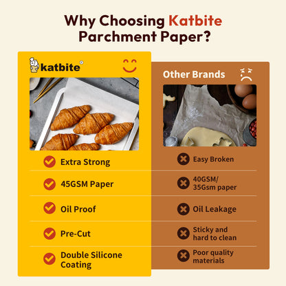 Katbite 225-Count 9x13 inch Heavy Duty Unbleached Parchment Paper Sheets, Precut Baking Sheets, White