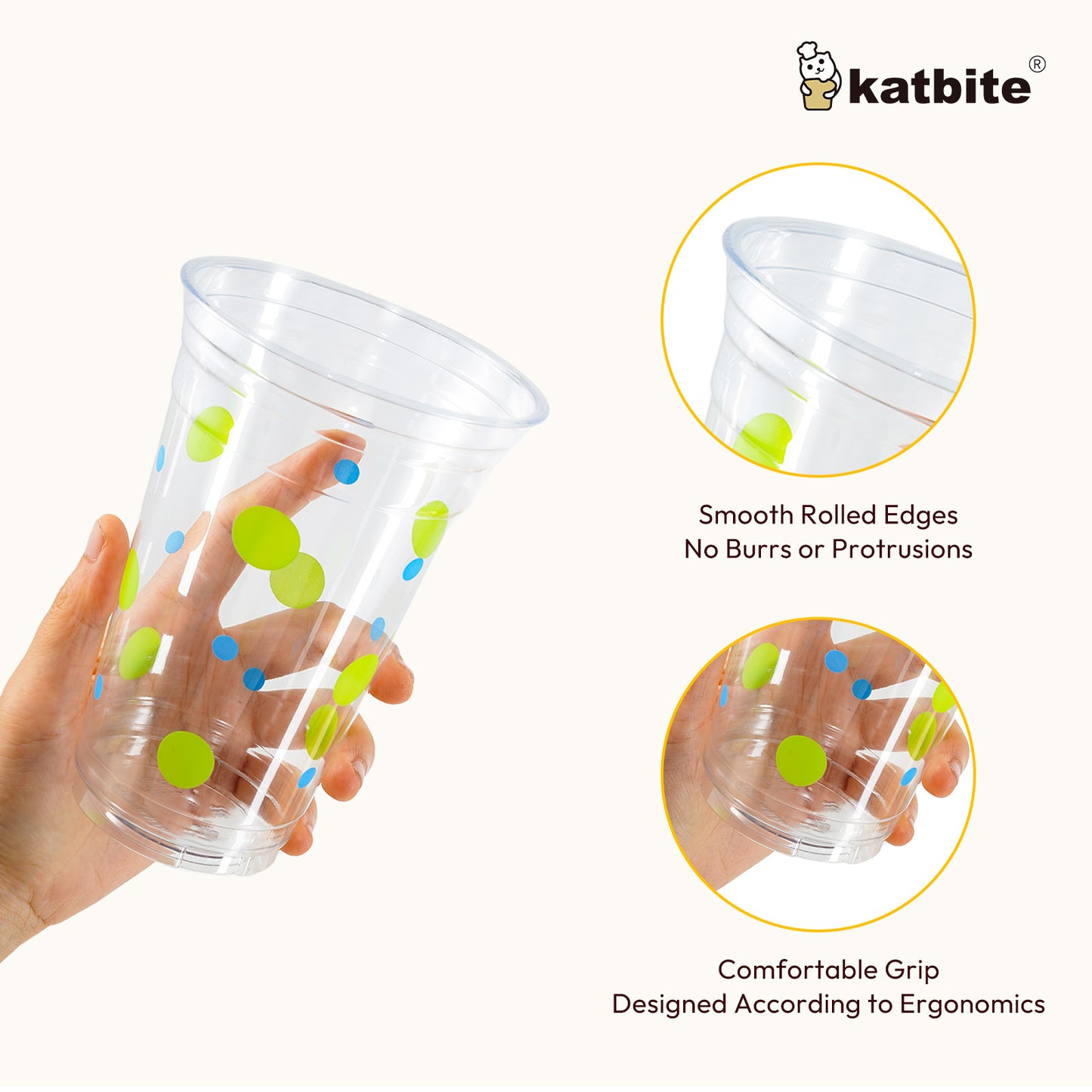 Katbite Disposable Plastic Cups, 20 Ounce, 60 Count, Paper Cups