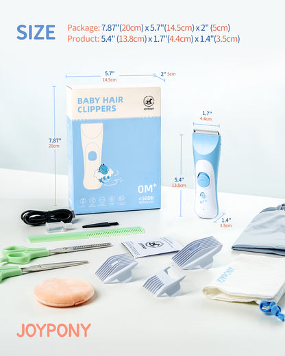 Joypony Baby Hair Clippers – Quiet, Waterproof, Rechargeable Hair Trimmer for Kids, Cordless Infant & Toddler Hair Cutting Kit