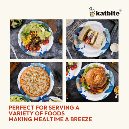 Katbite Biodegradable Disposable Paper Plates, 10-Inch, 100 Count