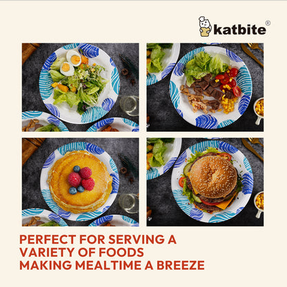 Katbite 10-Inch Biodegradable & Compostable Disposable Paper Plates - 100 Count