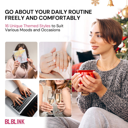 BLBLINK Cat Eye French Press-On Nails, 24PCS Square Shape, Multi-Color Design for Salon-Quality Style ﻿