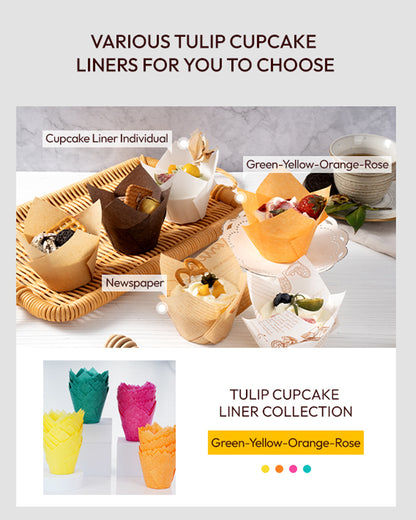 Katbite Multi-Color Tulip Cupcake Liners, 200PCS Muffin Baking Cups Cupcake Wrapper