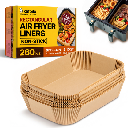 Katbite 260Pcs 8X5.5 Inch Unbleached Non-stick Air Fryer Disposable Paper Liner Parchment Paper