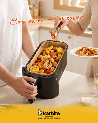 Katbite 260Pcs 8X5.5 Inch Unbleached Non-stick Air Fryer Disposable Paper Liner Parchment Paper