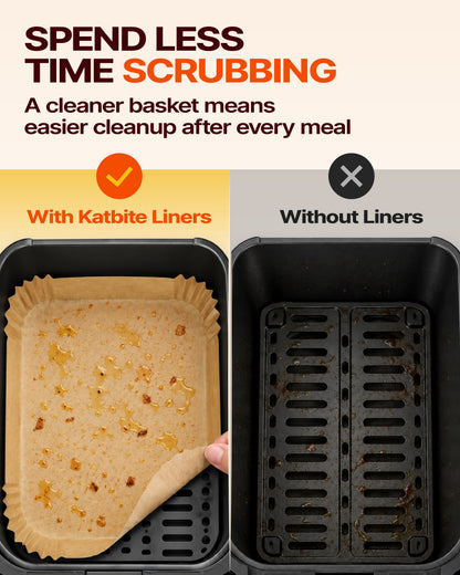 Katbite 260Pcs 8X5.5 Inch Unbleached Non-stick Air Fryer Disposable Paper Liner Parchment Paper