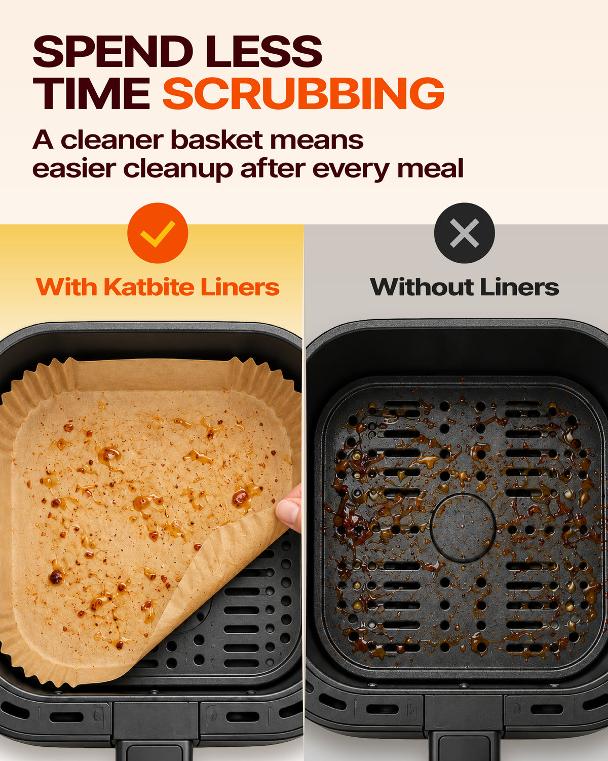 Katbite Air Fryer Liners, Unbleached Parchment Paper, 8 in Square, 260 Count, Non-Stick, Disposable