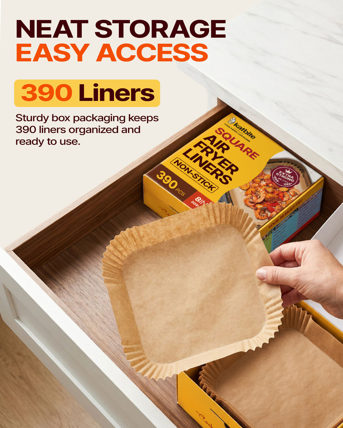 Katbite 8 inch 390pcs Air Fryer Liners, Non Stick Disposable Paper Liner Parchment Paper