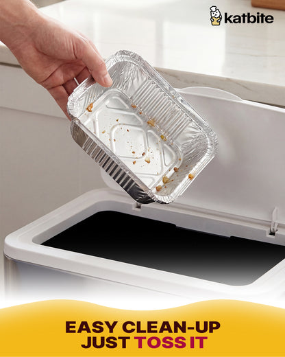 Katbite 4x5 Inches 50 Pack Aluminum Pans with Lids - Small Disposable Foil To-Go Containers, Perfect for Meal Prep and Takeout