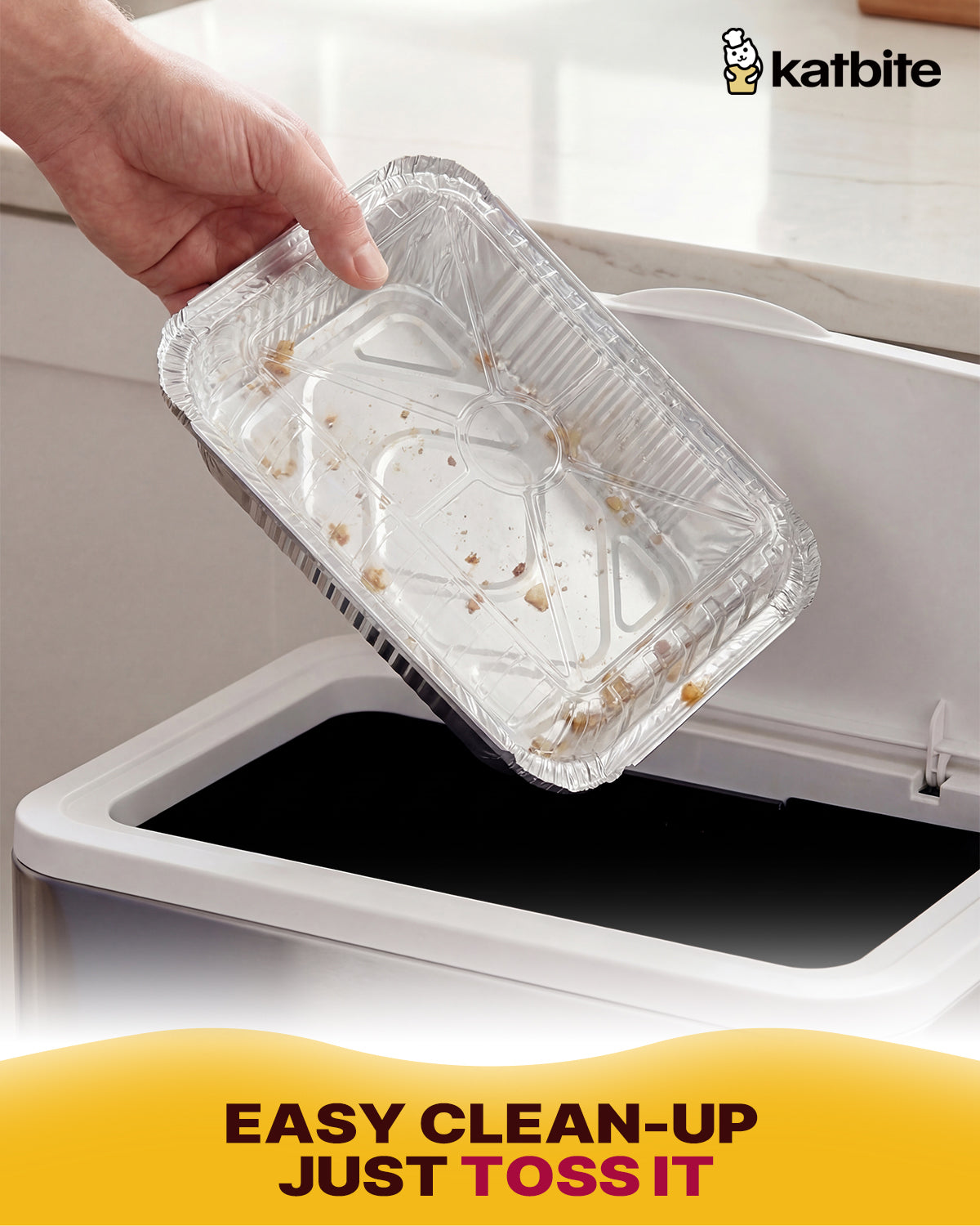 Katbite 6x8 Inch Aluminum Foil Pans with Plastic Lids, 50 Pack Disposable Food Containers for Baking, Meal Prep, Freezer, Takeout