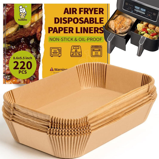 Katbite Disposable Air Fryer Liners, Reactangle, 8.6 x 5.5'', 220 Pieces