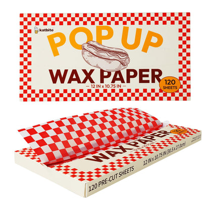 Katbite 120 Sheets Wax Paper, 12x10.75", Pop-Up Grease-Resistant Deli Paper