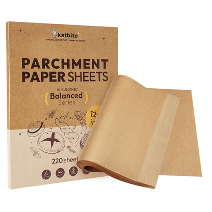 Katbite 220 Pcs Unbleached Parchment Paper Sheets, 12x16 Inches, Non-Stick Balanced Baking Paper