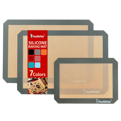Katbite Silicone Baking Mat Set 11.6 in x 16.5 in Reusable & Nonstick Bakeware Liners 3 Pieces