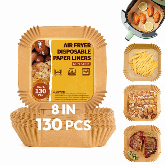 Katbite 8 inch 130pcs Air Fryer Liners, Non Stick Disposable Paper Liner Parchment Paper