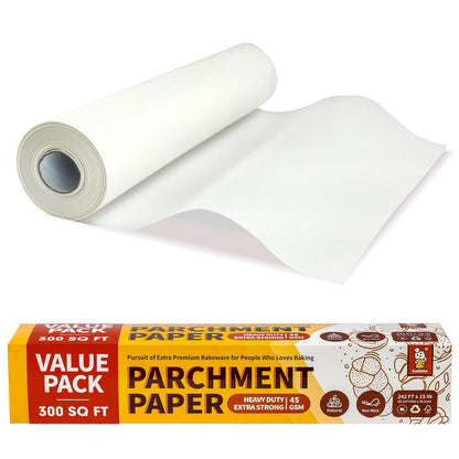 Katbite Value Pack Parchment Paper Roll with Serrated Cutter, 15in x 242ft, 300 Sq. Ft, White