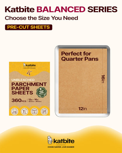 Katbite Parchment Paper Sheets, 360 Count, 12 x 16 in, Precut Unbleached Heavy Duty Nonstick Baking Paper