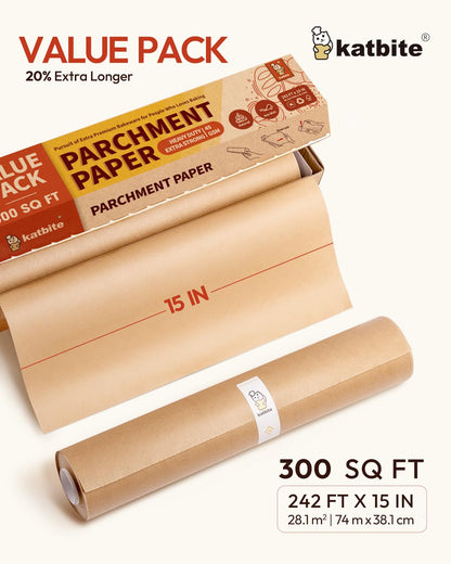 Katbite Parchment Paper Roll 15 in x 242 ft - 300 Sq Ft with Cutter