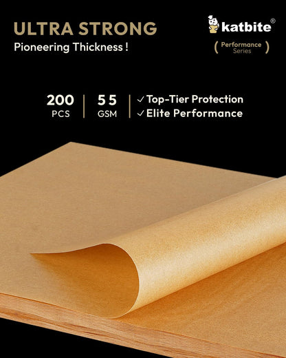 Katbite 200 Pcs Unbleached Parchment Paper Sheets, 12x16 Inch, Performance Non-Stick Baking Paper