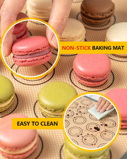 Katbite Macaron Silicone Baking Mats Set of 2 Half Sheet (11 5/8" x 16 1/2") Reusable & Nonstick Silicone Bakeware Mats