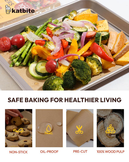 Katbite air fryer liners Parchment Paper, 9 x 11 inch, 100 count, disposable, non-stick, oil-resistant sheets for toaster oven and XL air fryer