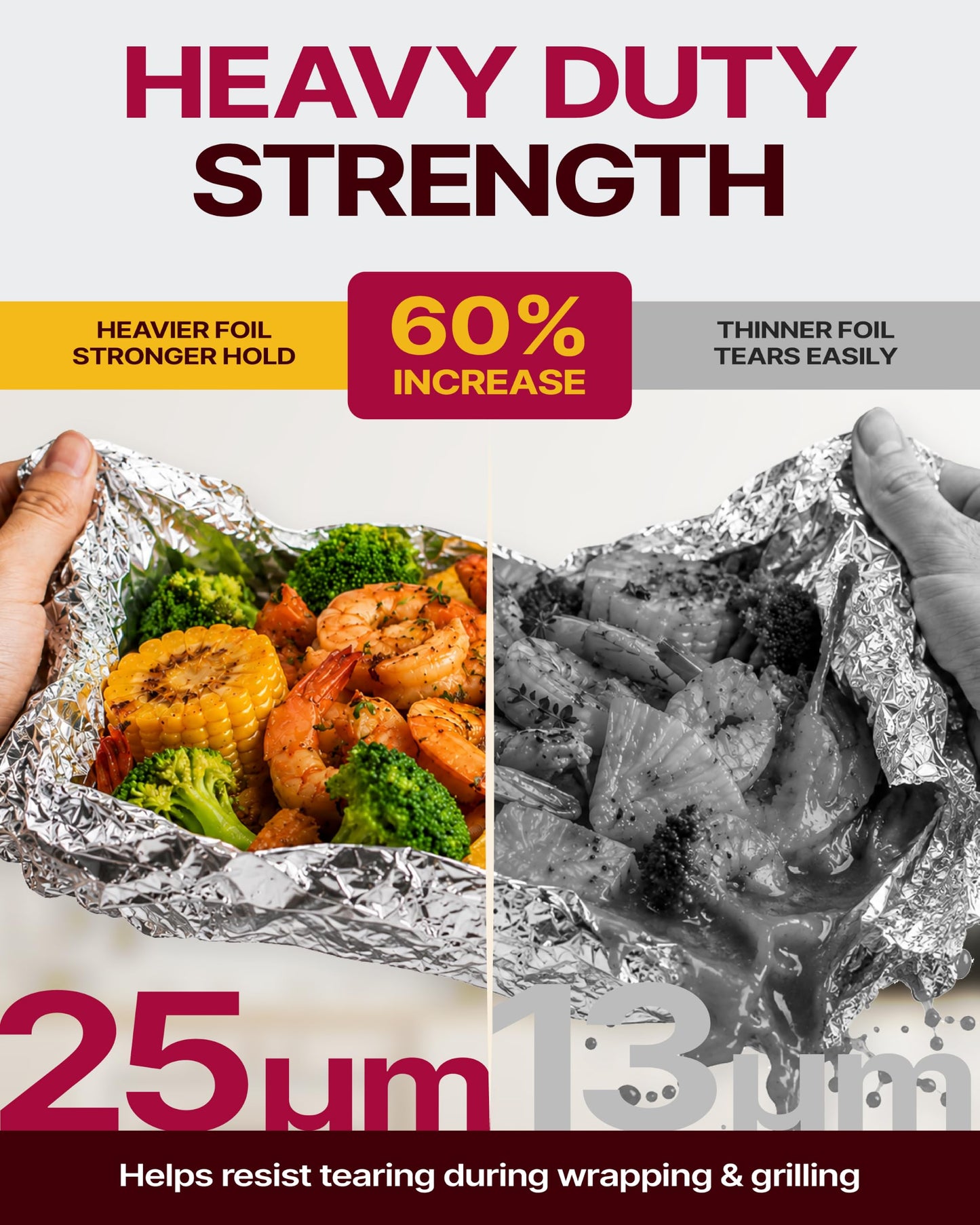 Katbite Heavy Duty Aluminum Foil Roll, 2 Pack, 12 in x 150 ft, 25 Micron Thick, with Cutter, for Cooking, Grilling and Catering