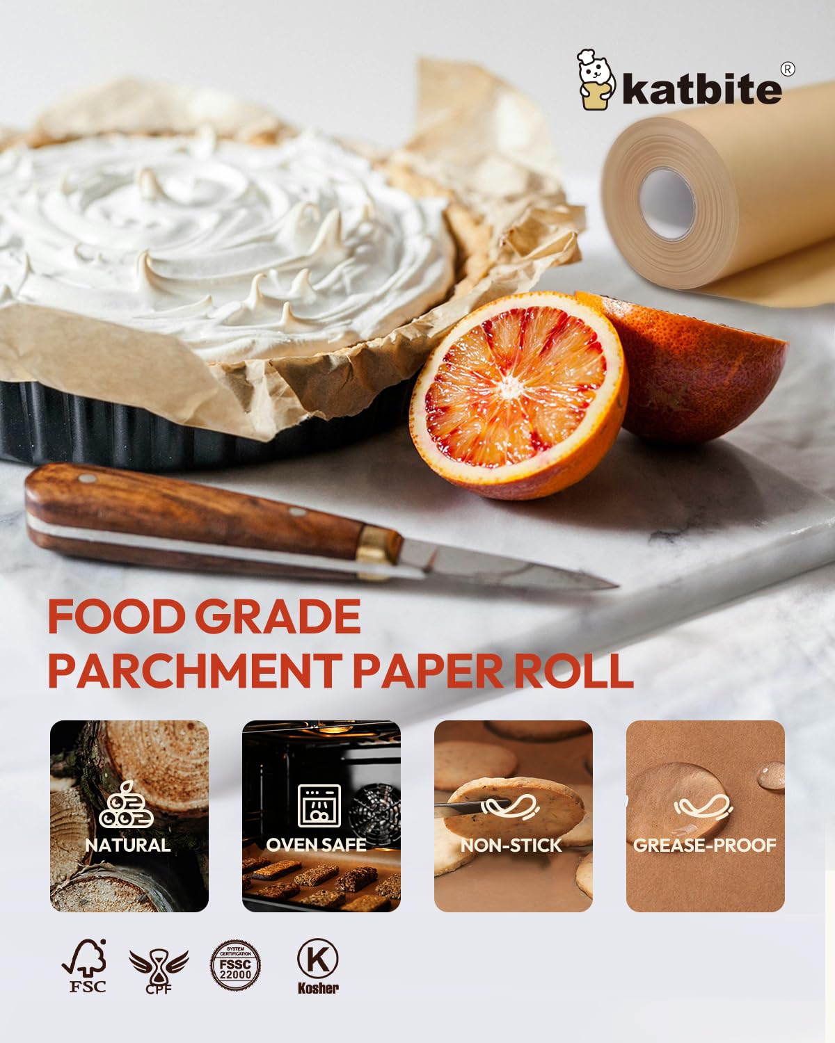 Katbite Parchment Paper Roll 15 in x 242 ft - 300 Sq Ft with Cutter