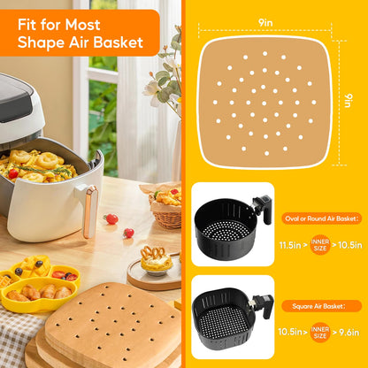 Katbite 200Pcs 9inch Air Fryer Parchment Paper Square Perforated Parchment Paper for Baking