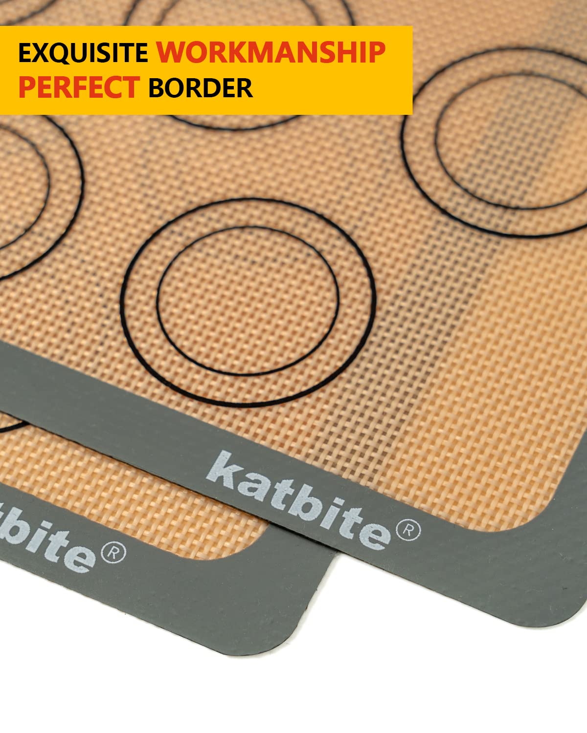 Katbite Macaron Silicone Baking Mats Set of 2 Half Sheet (11 5/8" x 16 1/2") Reusable & Nonstick Silicone Bakeware Mats