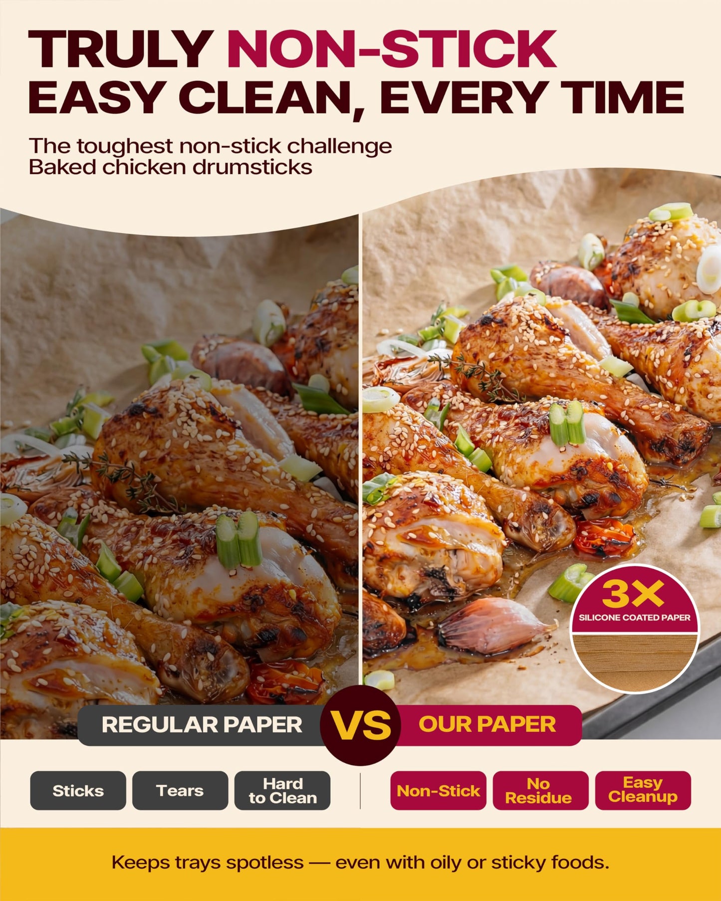 Katbite Heavy Duty Pop-Up Parchment Paper Sheets, 9 x 13 inch, 200 count, Unbleached Non-Stick Precut Baking Paper