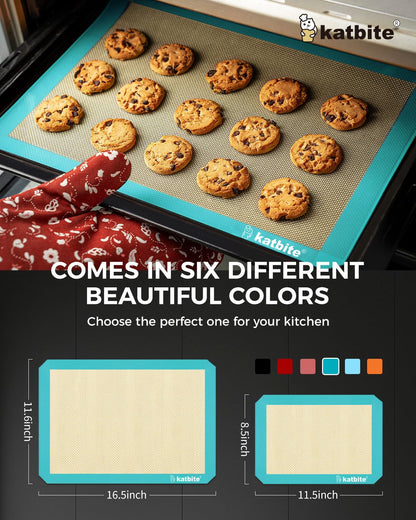 Katbite Silicone Baking Mat 3PCS 11.6 in x 16.5 in Reusable & Nonstick Bakeware Mats,Dark Blue